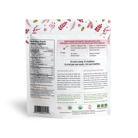 ORGANIC TRADITIONS HOLIDAY SPICE LATTE (LIMITED EDITION)